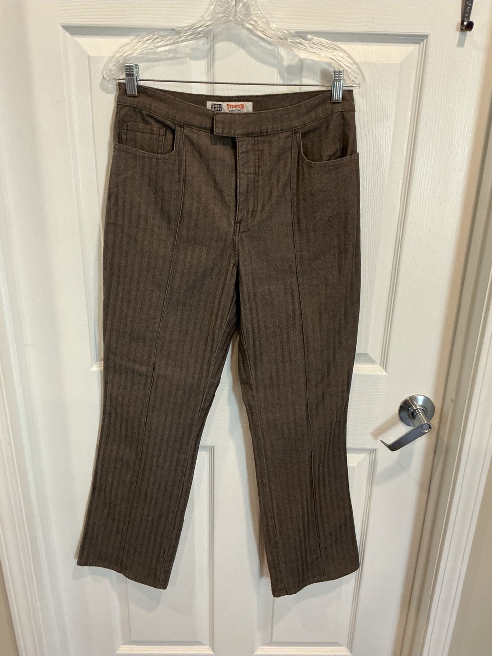 Brown ladies Pinstripe Casual Pants